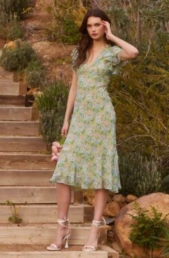 Celestine Floral Ruffle Midi Dress -Chic Ladies Wear Shop 23 01 19 ASTR WEDDING0060