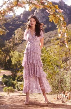 Tayla Floral Tiered Midi Dress -Chic Ladies Wear Shop 23 01 19 ASTR WEDDING40811