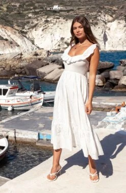 Cottage Eyelet Ruffle Midi Dress -Chic Ladies Wear Shop A58A2396