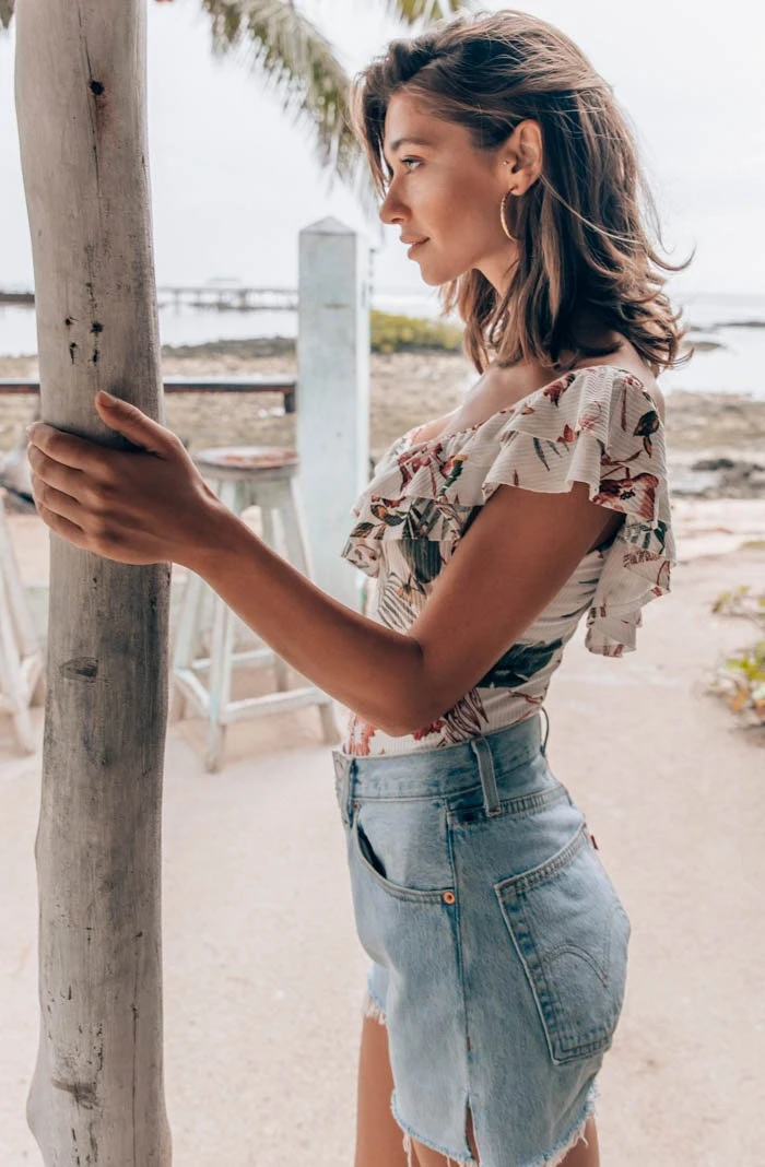 Double Ruffle Off The Shoulder Rib Bodysuit 11 Double Ruffle Off The Shoulder Rib Bodysuit - Image 9