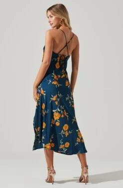 Gaia Floral Midi Dress -Chic Ladies Wear Shop ACDR100133D DARKTEAL GOLDFRL 6