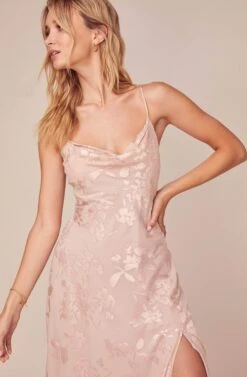 Gaia Floral Jacquard Midi Dress -Chic Ladies Wear Shop ACDR100133F BLUSH FLORAL JACQUARD 4