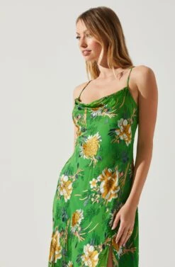 Gaia Floral Burnout Midi Dress -Chic Ladies Wear Shop ACDR100133F GREENPINKFLORAL 4