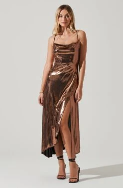 Gaia Metallic Midi Dress -Chic Ladies Wear Shop ACDR100133K BRONZE 2