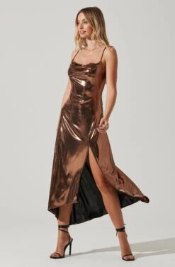 Gaia Metallic Midi Dress -Chic Ladies Wear Shop ACDR100133K BRONZE 3
