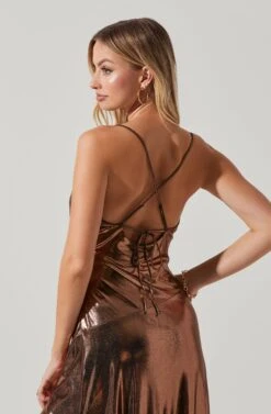 Gaia Metallic Midi Dress -Chic Ladies Wear Shop ACDR100133K BRONZE 5