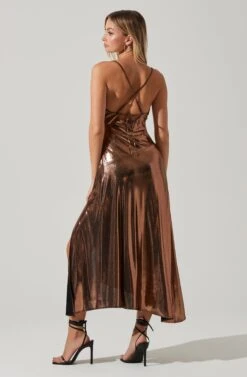 Gaia Metallic Midi Dress -Chic Ladies Wear Shop ACDR100133K BRONZE 6