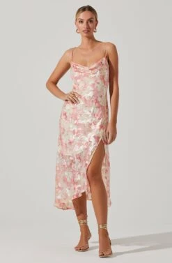 Gaia Floral Burnout Midi Dress -Chic Ladies Wear Shop ACDR100133SB PINKBURNOUT 1