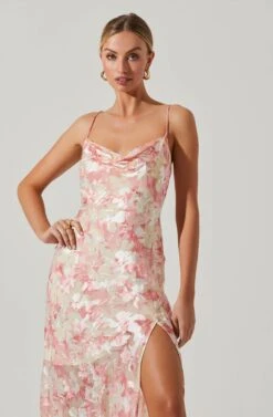 Gaia Floral Burnout Midi Dress -Chic Ladies Wear Shop ACDR100133SB PINKBURNOUT 3
