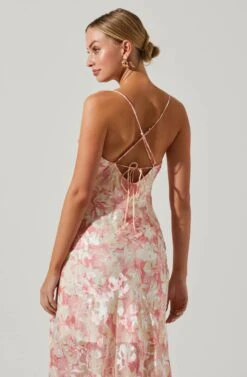 Gaia Floral Burnout Midi Dress -Chic Ladies Wear Shop ACDR100133SB PINKBURNOUT 5