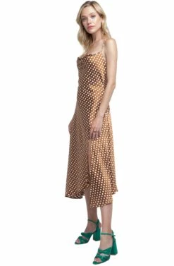 Cowl Strappy Dress -Chic Ladies Wear Shop ACDR100133 CARAMEL DOT 02