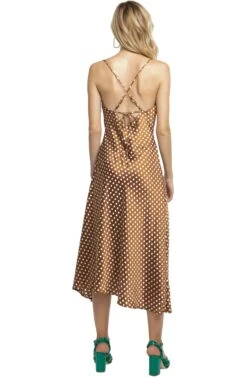 Cowl Strappy Dress -Chic Ladies Wear Shop ACDR100133 CARAMEL DOT 03