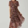 Mirella Floral Midi Dress -Chic Ladies Wear Shop ACDR100436DS ORANGEPURPLEFLORAL 2
