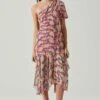 Santorini One Shoulder Midi Dress -Chic Ladies Wear Shop ACDR100550C PINKBLACKFLORAL 1
