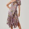 Santorini Floral One Shoulder Midi Dress -Chic Ladies Wear Shop ACDR100550SB LILACMULTIFLORAL 1