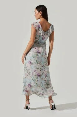 Tempest Floral Ruffle Midi Dress -Chic Ladies Wear Shop ACDR100578 IVORY LILACFLORAL 5 d80211bf 1f4a 4f31 b505 c7f32598f59d