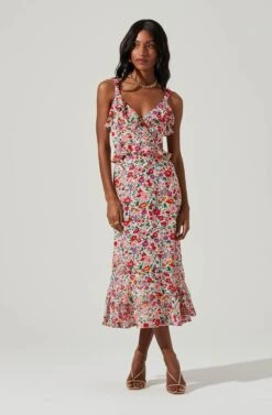 Wildflower Ruffle Cutout Midi Dress -Chic Ladies Wear Shop ACDR100906 PINKREDFLORAL 1 e9d0243e 79ac 4fd6 a722 ef066b35eb85