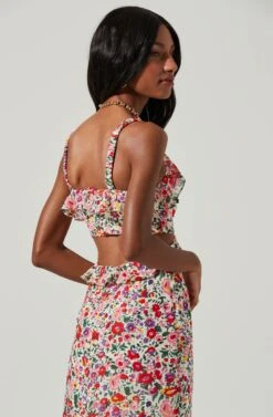 Wildflower Ruffle Cutout Midi Dress -Chic Ladies Wear Shop ACDR100906 PINKREDFLORAL 4 6b1aa250 2519 4a40 a698 ad4bbb75688d