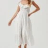Cottage Eyelet Ruffle Midi Dress -Chic Ladies Wear Shop ACDR101156 WHITE 0856