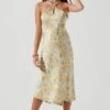 Sandrine Floral Halter Midi Dress -Chic Ladies Wear Shop ACDR101203B CREAMYELLOWFLORAL 0112