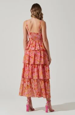 Midsummer Floral Tiered Maxi Dress -Chic Ladies Wear Shop ACDR101226B MAGENTAYELLOWFLRL 6