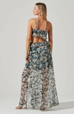 Palace Floral Cutout Ruffle Maxi Dress -Chic Ladies Wear Shop ACDR101252 BLACKMULTIFLORAL 04281