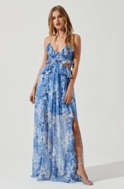 Palace Floral Cutout Ruffle Maxi Dress -Chic Ladies Wear Shop ACDR101252 BLUEWHITEFLORAL 0976 af8cbccb e647 4d61 9b78 ae28255a4fea