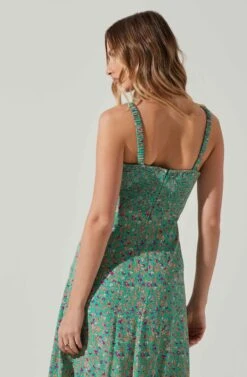 Elsie Floral Midi Dress -Chic Ladies Wear Shop ACDR101374V GREENMAGENTADITSY 5