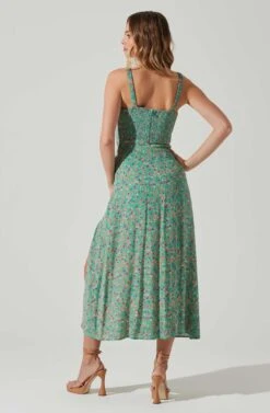 Elsie Floral Midi Dress -Chic Ladies Wear Shop ACDR101374V GREENMAGENTADITSY 6