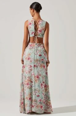 Noya Floral Cutout Maxi Dress -Chic Ladies Wear Shop ACDR101457 AQUAPINKFLORAL 6 1