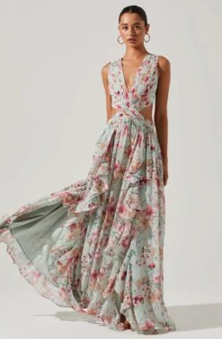 Noya Floral Cutout Maxi Dress -Chic Ladies Wear Shop ACDR101457 AQUAPINKFLORAL 6 2