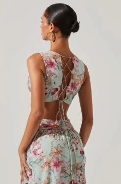 Noya Floral Cutout Maxi Dress -Chic Ladies Wear Shop ACDR101457 AQUAPINKFLORAL 6 6