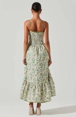 Yamila Floral Eyelet Midi Dress -Chic Ladies Wear Shop ACDR101467 OLIVEYELLOWFLORAL 6