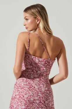 Malvina One Shoulder Floral Midi Dress -Chic Ladies Wear Shop ACDR101528 PINKFLORAL 3