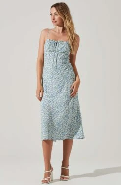 Maritza Floral Smocked Midi Dress -Chic Ladies Wear Shop ACDR101529 BLUEMULTI 1