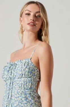 Maritza Floral Smocked Midi Dress -Chic Ladies Wear Shop ACDR101529 BLUEMULTI 3