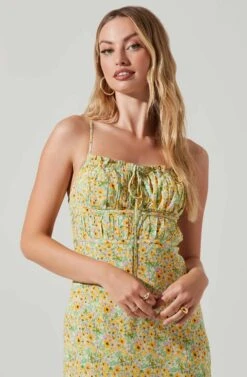 Maritza Floral Smocked Midi Dress -Chic Ladies Wear Shop ACDR101529 YELLOWGREENDITSY 2