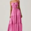 Odina Smocked Cutout Tiered Maxi Dress 1 Odina Smocked Cutout Tiered Maxi Dress -Chic Ladies Wear Shop ACDR101551S PINK 1