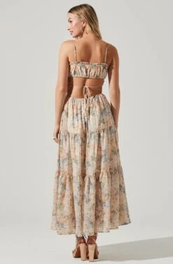 Odina Floral Smocked Tiered Midi Dress -Chic Ladies Wear Shop ACDR101551 BLUEPEACHFLORAL 5 1