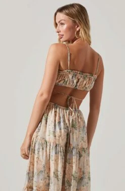 Odina Floral Smocked Tiered Midi Dress -Chic Ladies Wear Shop ACDR101551 BLUEPEACHFLORAL 5 5