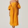 Carlin Off Shoulder Puff Sleeve Midi Dress -Chic Ladies Wear Shop ACDR101554 MANGO 1