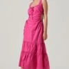 Bridget Side Cutout Tiered Midi Dress 1 Bridget Side Cutout Tiered Midi Dress -Chic Ladies Wear Shop ACDR101571 FUCHSIA 1