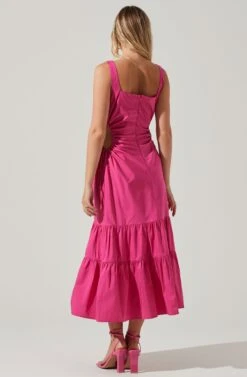 Bridget Side Cutout Tiered Midi Dress -Chic Ladies Wear Shop ACDR101571 FUCHSIA 5