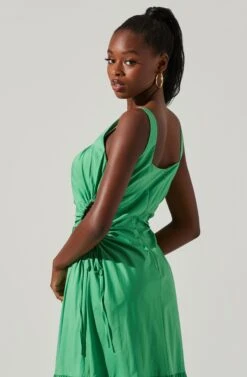 Bridget Side Cutout Tiered Midi Dress -Chic Ladies Wear Shop ACDR101571 GREEN 4