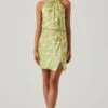 Quinta Retro Floral Halter Mini Dress -Chic Ladies Wear Shop ACDR101581 CELERYFLORAL 1