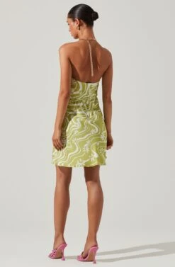 Quinta Retro Floral Halter Mini Dress -Chic Ladies Wear Shop ACDR101581 CELERYFLORAL 6