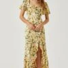 Dayanara Puff Sleeve Floral Maxi Dress -Chic Ladies Wear Shop ACDR101589P GREENYELLOWFLORAL 2