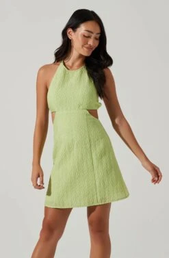 Laylin Halter Cutout Mini Dress -Chic Ladies Wear Shop ACDR101590S LIGHTGREEN 2