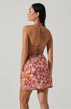 Laylin Floral Halter Cutout Mini Dress -Chic Ladies Wear Shop ACDR101590 RUSTMAGENTAFLORAL 4