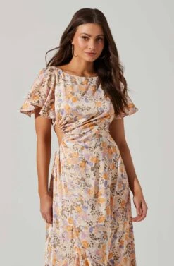 Veida Floral Cutout Midi Dress -Chic Ladies Wear Shop ACDR101620 TANGERINEPURPLEFLR 2
